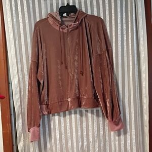 FAVLUX Blush Velvet Hoodie. Size M The Taupe AND Pink Color Is Soft With A Shiy.